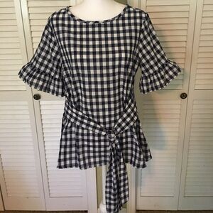 Shop Basic Cute Navy and White check Top